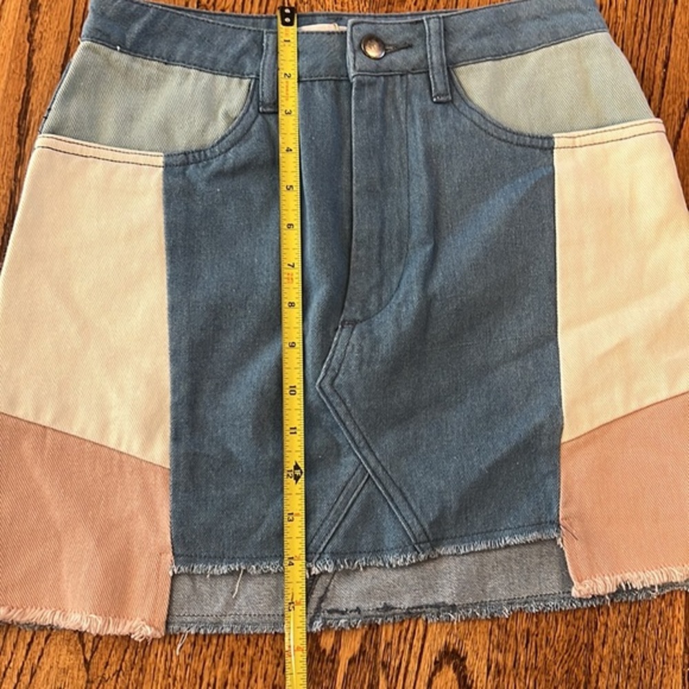 NWT COLORBLOCK MINI DENIM SKIRT - SIZE S - Picture 8 of 8